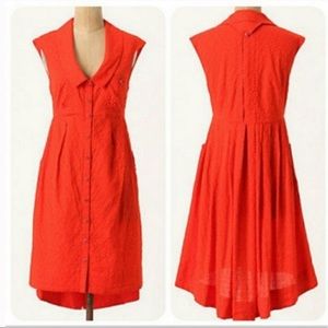 Anthropologie Red Button-Down Dress